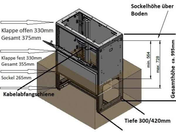 Outdoor housing 1250x1250x420 mm HBT 2-door with rain cover