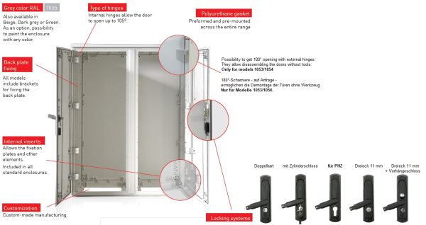 Outdoor housing 1250x1250x420 mm HBT 2-door with rain cover