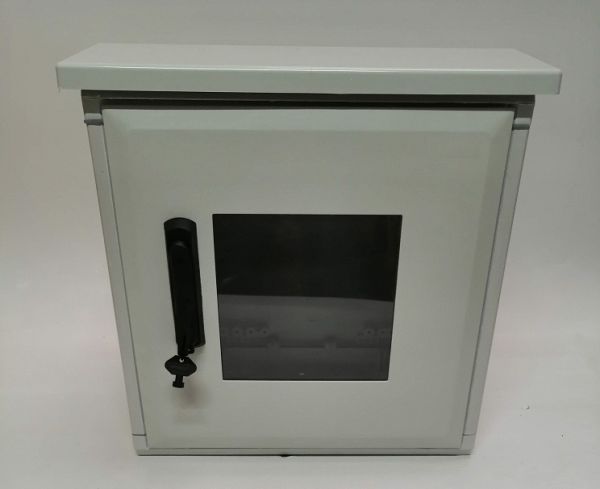 Kunststoff-Outdoor-Gehäuse 500 x 500 x 300 mm (HBT) mit Sichttür und offener Kabelzuführung und belüftetem Regendach Kunststoff-Outdoor-Gehäuse 500 x 500 x 300 mm (HBT) mit Sichttür und offener Kabelzuführung und belüftetem Regendach