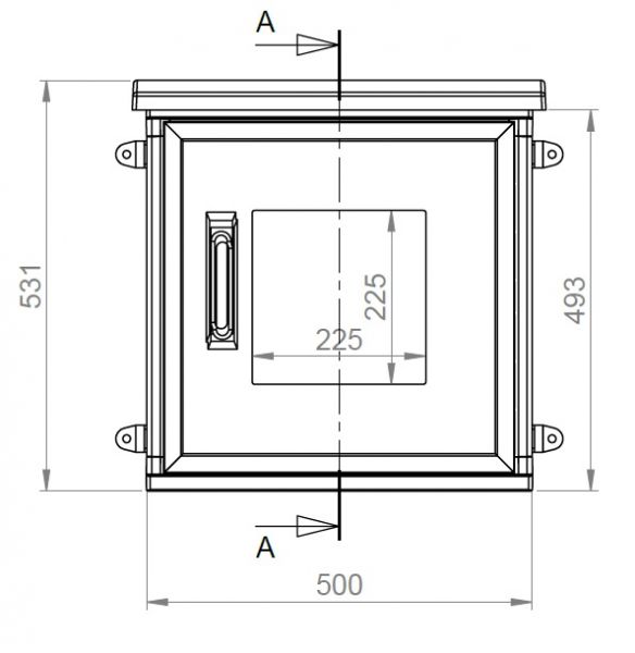 Kunststoff-Outdoor-Gehäuse 500 x 500 x 300 mm (HBT) mit Sichttür und offener Kabelzuführung und belüftetem Regendach Kunststoff-Outdoor-Gehäuse 500 x 500 x 300 mm (HBT) mit Sichttür und offener Kabelzuführung und belüftetem Regendach