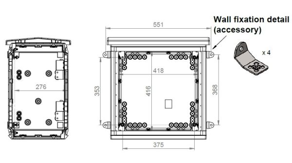 Kunststoff-Outdoor-Gehäuse 500x500x300 mm (HBT) Standardtür mit Regendach