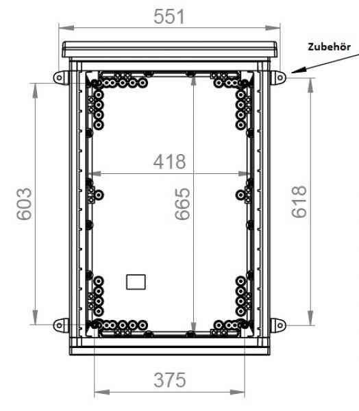 Outdoor housing 750x500x300 mm (HBT) housing base open with rain roof