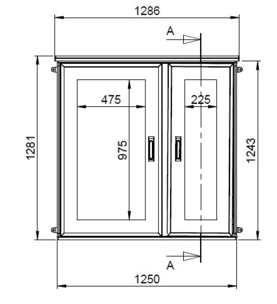 Outdoor housing 1250x1250x420 mm HBT 2-door with rain cover