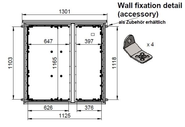 Outdoor housing 1250x1250x420 mm HBT 2-door with rain cover