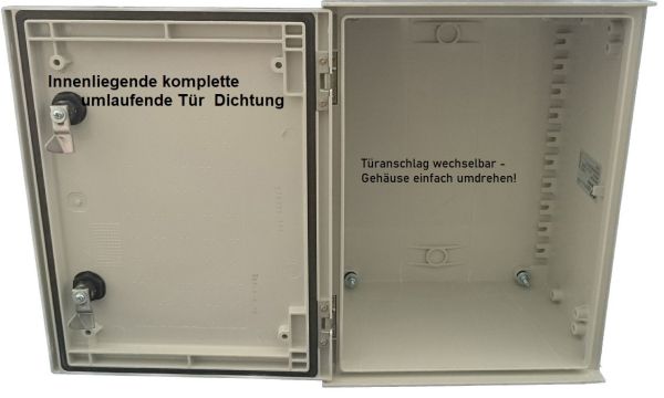 Plastic control cabinet 400x400x200mm GFK IP66 light gray 1-door