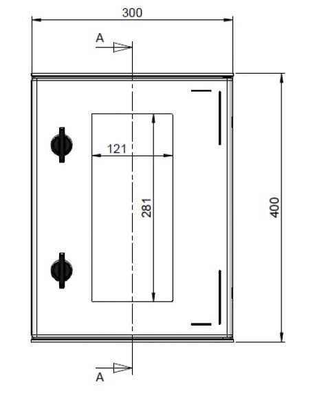 GRP polyester housing 400x300x200mm (HWD) IP66 plastic control cabinet with swivel lever handle and 3mm double-bit lock