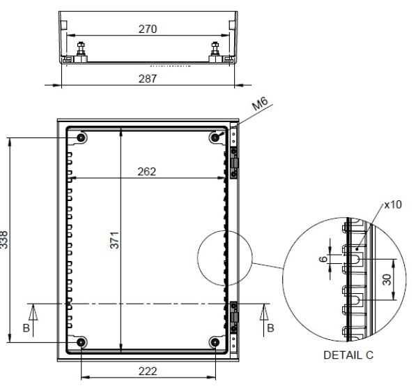 GRP polyester housing 400x300x200mm (HWD) IP66 plastic control cabinet with swivel lever handle and 3mm double-bit lock