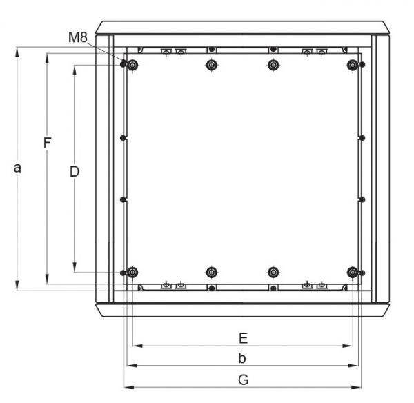 Kunststoff Outdoor Gehäuse 500 x 500 x 300 mm (HBT) Standardtür mit Schwenkhebelgriff