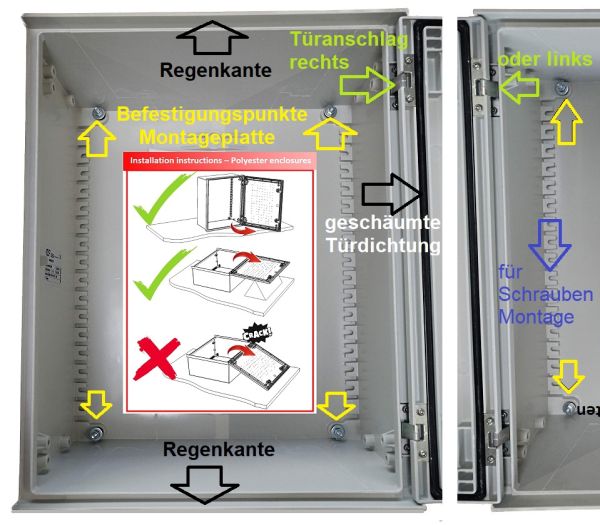 GFK-Schaltschrank 400x400x200mm HBT IP66 mit WBF + Stbl.-MP