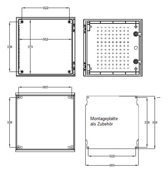 Plastic control cabinet 400x400x200mm (HBT) with swivel lever