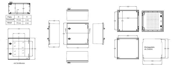 Kunststoff-Schaltschrank 500x400x200mm (HBT) GFK IP66 hellgrau 1-türig