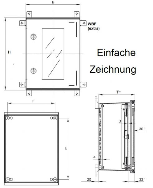 IP66 Plastic control cabinet 800x600x300mm (HWD) IP66 with swing lever and viewing window