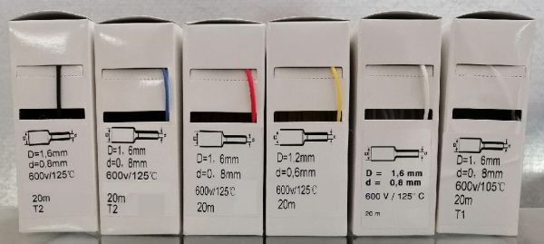 20m BOX red 2:1 1/16'' shrink tube 1.6mm / 0.8mm without glue