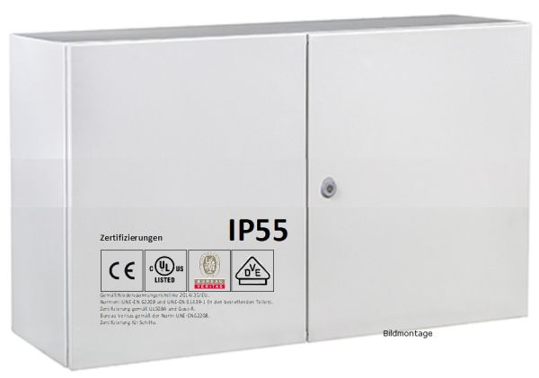 IDE GN8010030/PD IP55 metal control cabinet 800x1000x300 mm HWD 2-door double door with galvanized metal mounting plate and earth strap