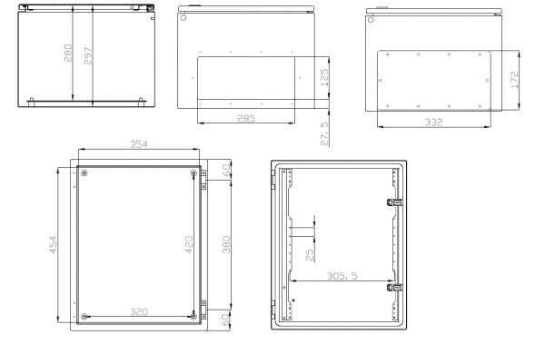 Metal control cabinet 500x400x300 mm HBT IP66 single door