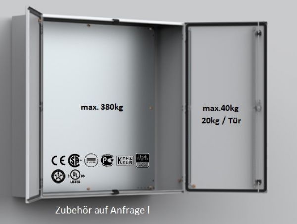 Doppeltür Schaltschrank 1200x1200x300 mm HBT 2-türig IP55 mit Montageplatte