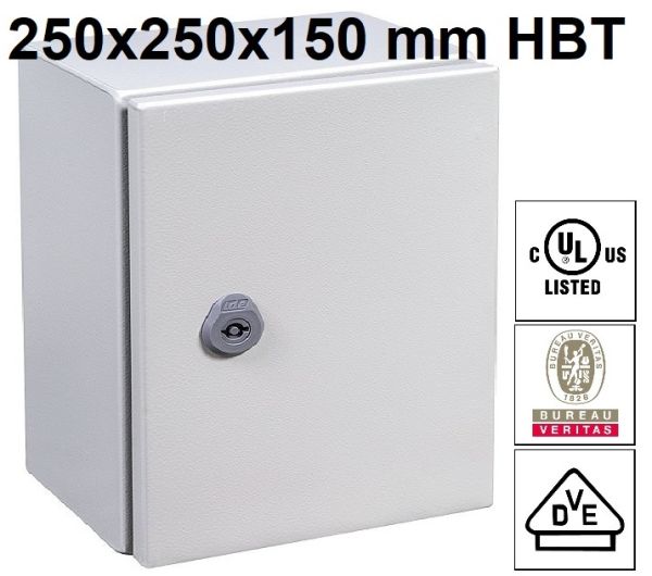 Metal switch cabinet 250x250x150 mm (HWD) IP66 1-door