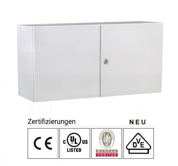 IDE GN5012025/PD Sheet steel wall control cabinet 500x1200x250 mm HWD 2 doors IP55 double door cabinet with mounting plate and earth strap