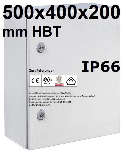 metal control cabinet 500x400x200 mm HBT IP66 single door