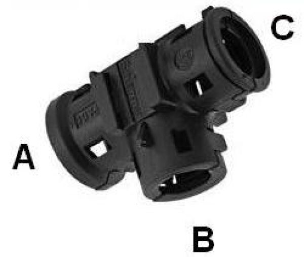 T-Verteiler NW10-7,5-10 schwarz klappbar für KFZ Wellrohr NW10 NW7,5