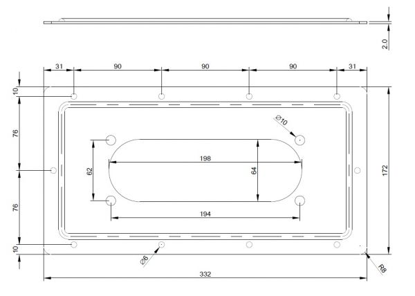 IDE Adapter-Flanschplatte FP2 172x332mm - Neu