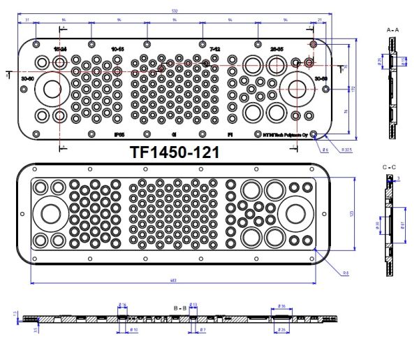 IP65 Cable entry plate FP2 172x532 mm