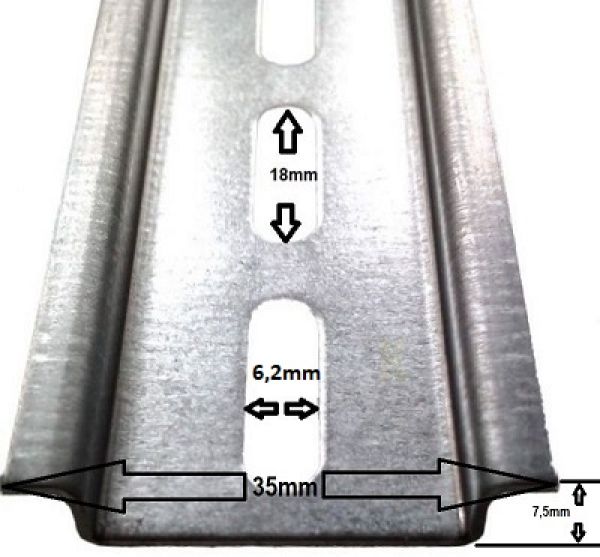 55cm mounting rail 35x7.5 550mm galvanized perforated 18x6.2mm