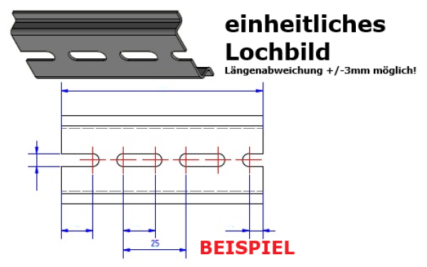 15cm 35x7,5mm Tragschienenabschnitte 150mm verzinkt gelocht 18x6,2mm