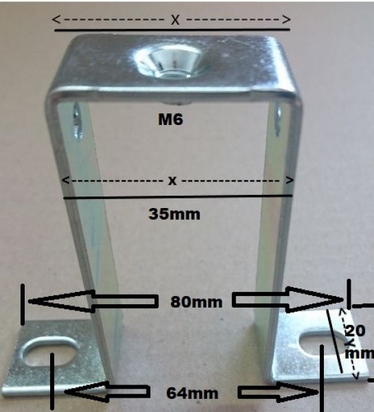 70mm mounting rail support TST - M6