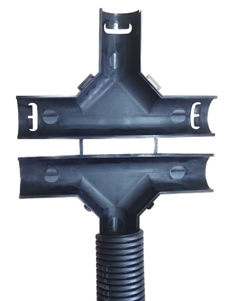 T-Verteiler Verteiler schwarz klappbar für Wellrohr NW17 - 17 - 17 Innengreifend