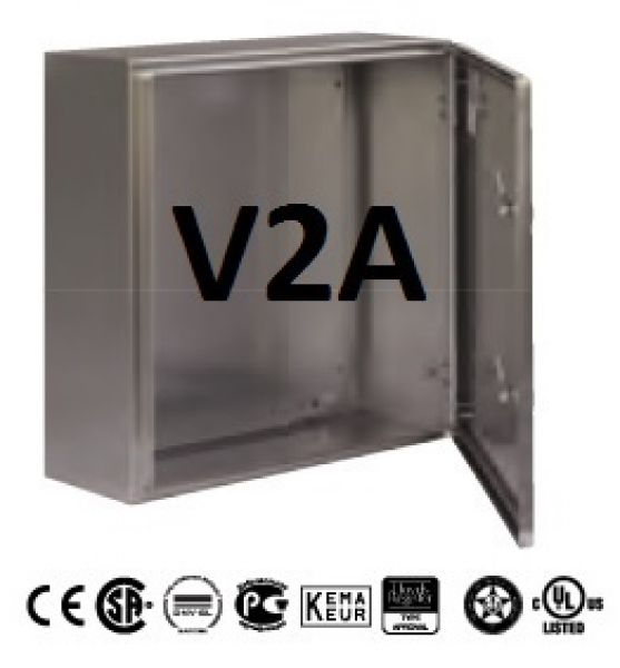 V2A Schaltschrank 600x600x300 mm (HBT) Edelstahl Wandgehäuse mit Montageplatte