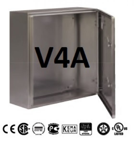 V4A stainless steel control cabinet 1200x800x400mm HWD with mounting plate