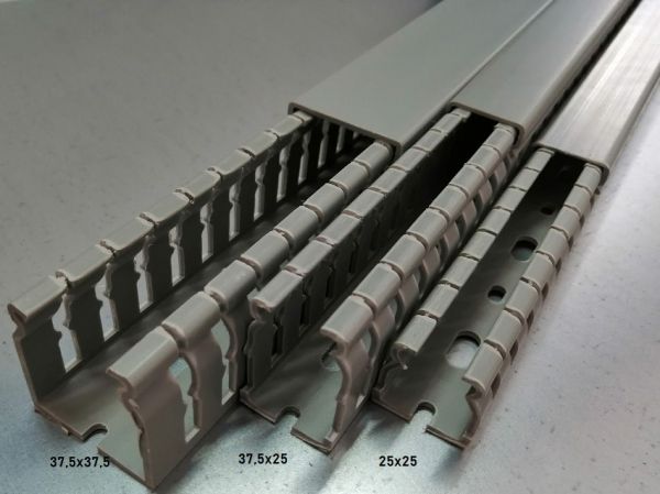 10x 1m Verdrahtungskanal 37,5x25 mm incl. Deckel HxB grau RAL7030