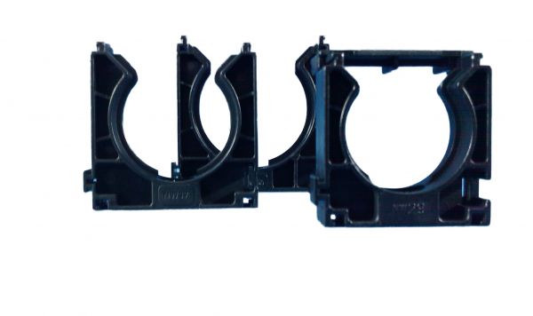 10 Wellrohrbefestigungen - Wellrohrhalter anreihbar mit Deckel für NW50 - G R A U