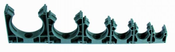 10 Wellrohrbefestigungen - Wellrohrhalter anreihbar mit Deckel für NW50 - G R A U