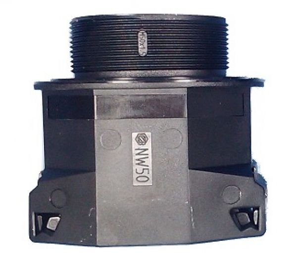 NW50 to M50 straight corrugated pipe screw connection