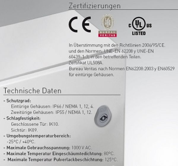 IP66 Schaltschrank 600x600x250 mm HBT mit Sichttü Stahlblech 1-türig