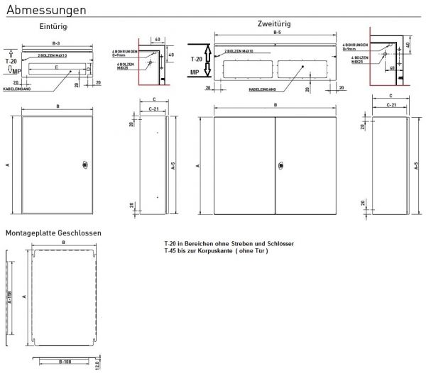 Schaltschrank 300x300x200 mm mit Sichttür HBT IP66