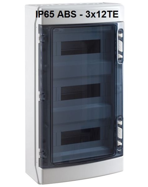 IP65 ABS fuse box 3x 12TE / 36TE sealable