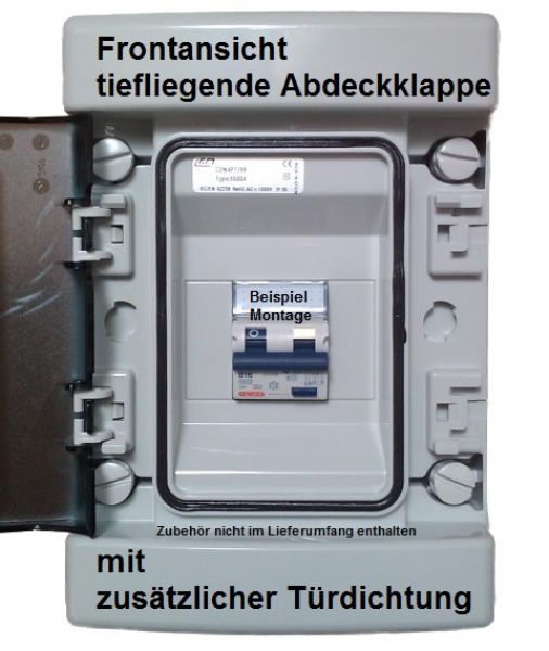 IDE CDN4PT/RR ABS Aufputz Feuchtraum-Verteiler 1x4TE  IP65 plombierbar mit transparenter Klappe und Anschlussklemme