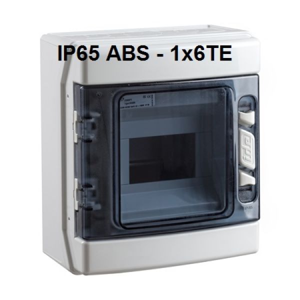IP65 ABS Aufputz Feuchtraum-Verteiler mit Sichttür - 1x6TE plombierbar