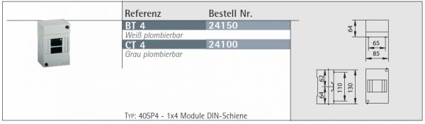 IDE BT4 IP20 AP distributor housing 1x4TE HS white