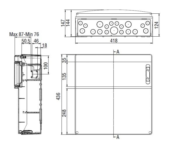 18TE Steckdosen Wandverteiler IP65 leer - DIY-Baukasten mit N/PE-Klemme