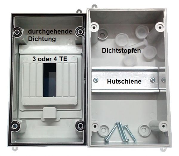 AP Kleinverteiler 1x3TE - Feuchtraumverteiler IP65 mit Kabeleinführungen AP Kleinverteiler 1x3TE - Feuchtraumverteiler IP65 mit Kabeleinführungen
