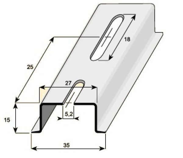 1m Hutschiene 35x15mm verzinkt gelocht 18x5,2mm