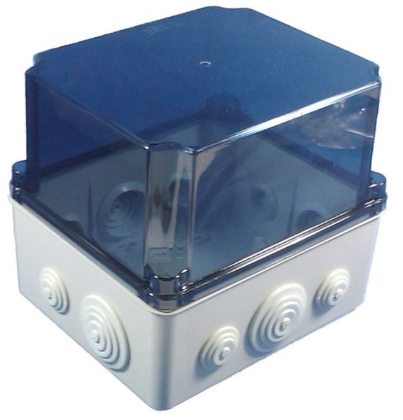 GSVT171 Kunststoffgehäuse mit Tüllen 175x151x155mm LBH mit transparentem Deckel IP65-IP67