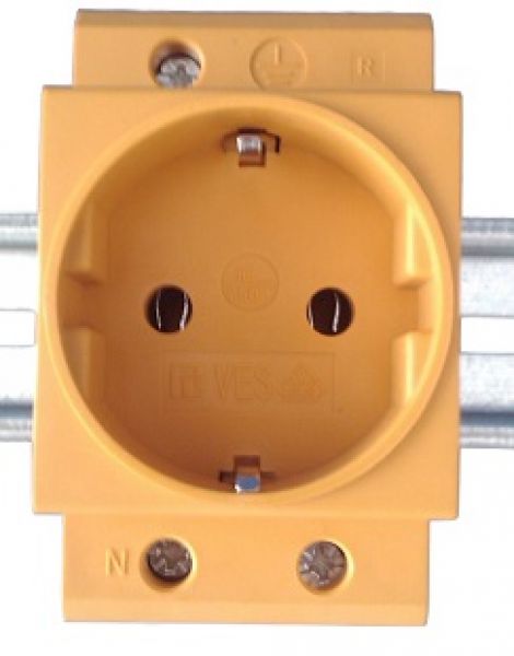 Distributor built-in socket 230V 16A VDE yellow
