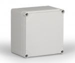 Polycarbonatgehäuse 200x200x132mm grau IP66 mit glattem Unterteil