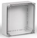 Polycarbonat Gehäuse 400x400x132mm Kunststoff grau mit transparentem Deckel