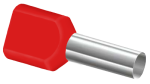 500 twin wire end ferrules insulated - 2 x 1.0mm² N-8mm red
